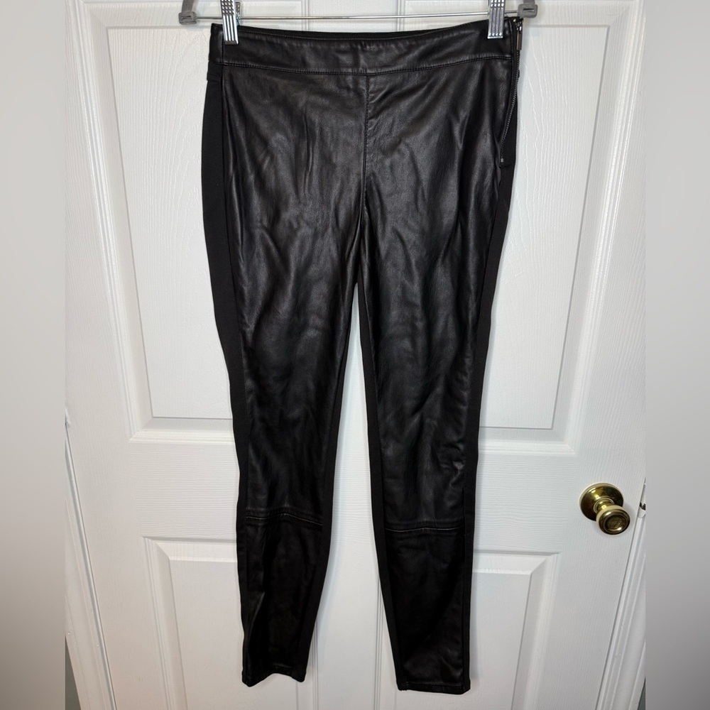 White House Black Market Black Faux Leather Leggings Size 4 GUC